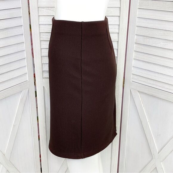 Reflections by Spiegel Vintage Ribbed Pull On Pencil Skirt Brown 4 - Picture 3 of 11